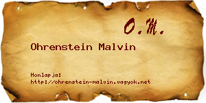 Ohrenstein Malvin névjegykártya
